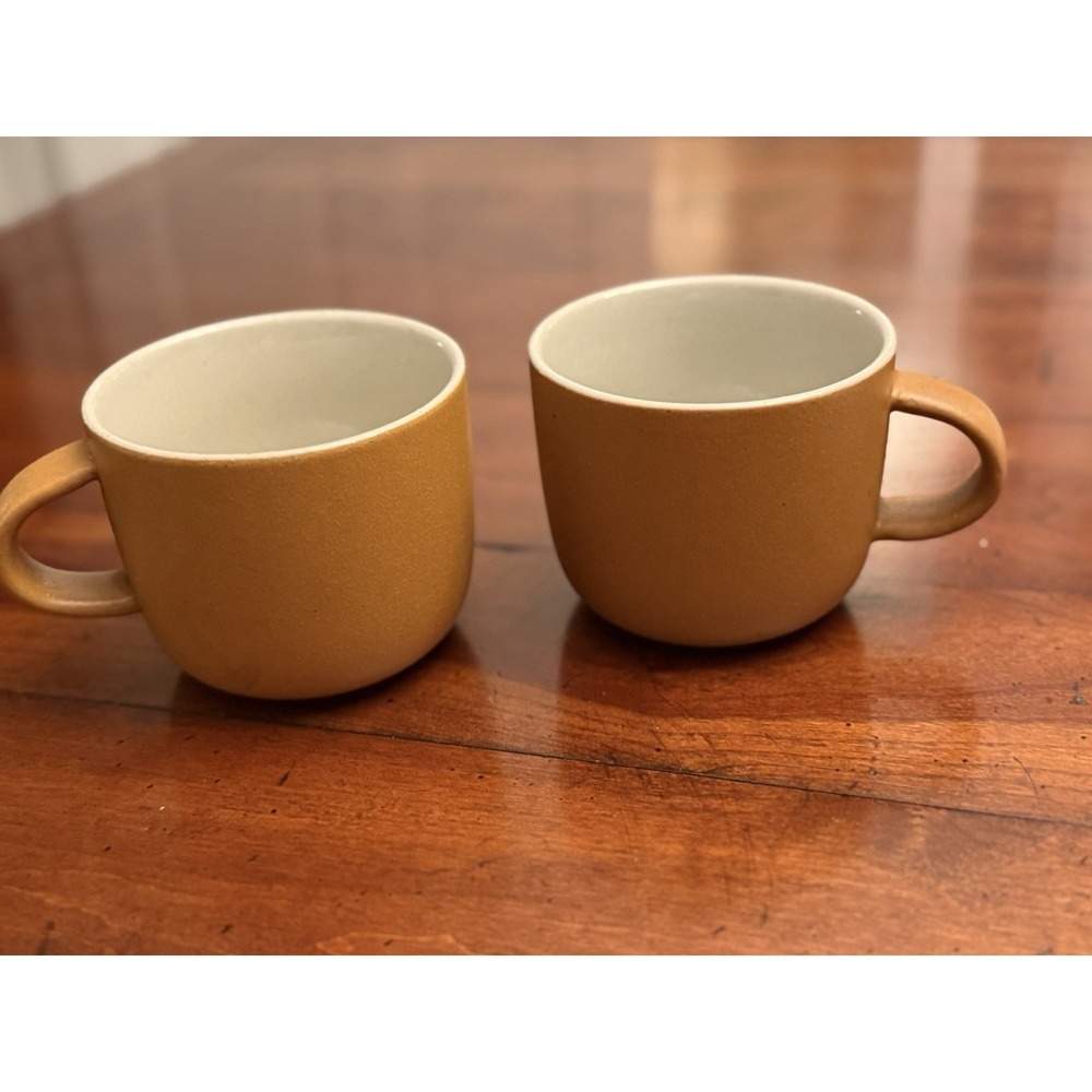 West Elm Kaloh Stoneware Mugs Set of 2 Golden Oak Aaron Probyn Matte
